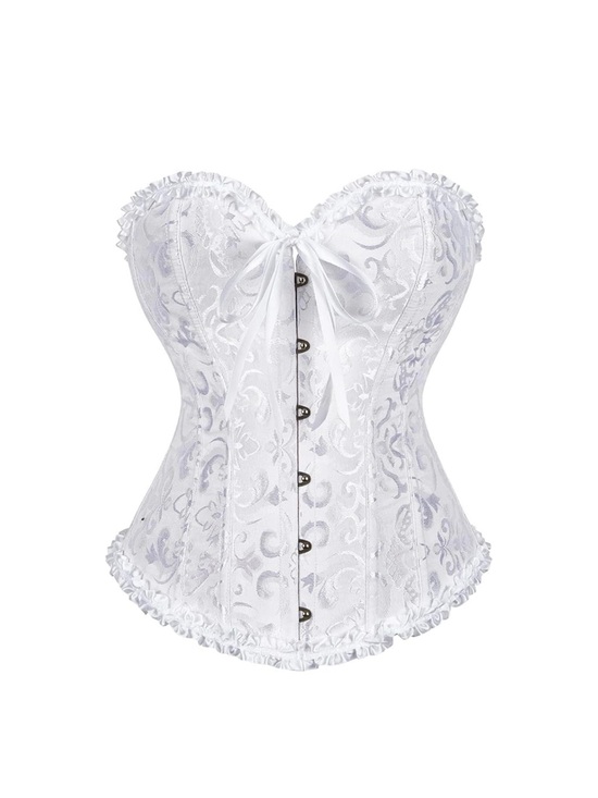 Other - White Lace Strapless Corset Top with Front Busk Closure